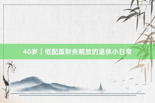 40岁|低配版财务解放的退休小日常